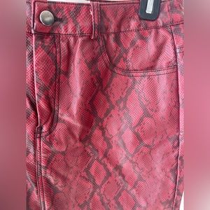 Red Snake Faux leather mini skirt